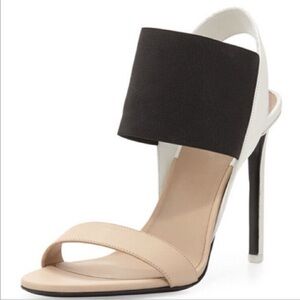 Vince black, white & tan Gaudin colour block heel sandals - size 10 NWOT